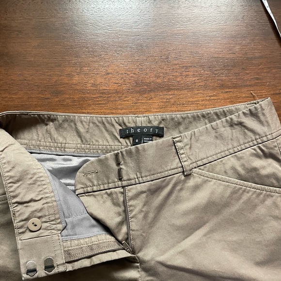 Theory Luke Stretch Cotton Cropped Dark Brown Pants - Picture 8 of 15